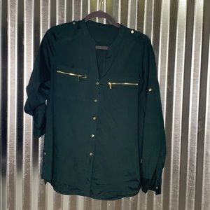 Calvin Klein green women’s blouse w/ gold detail